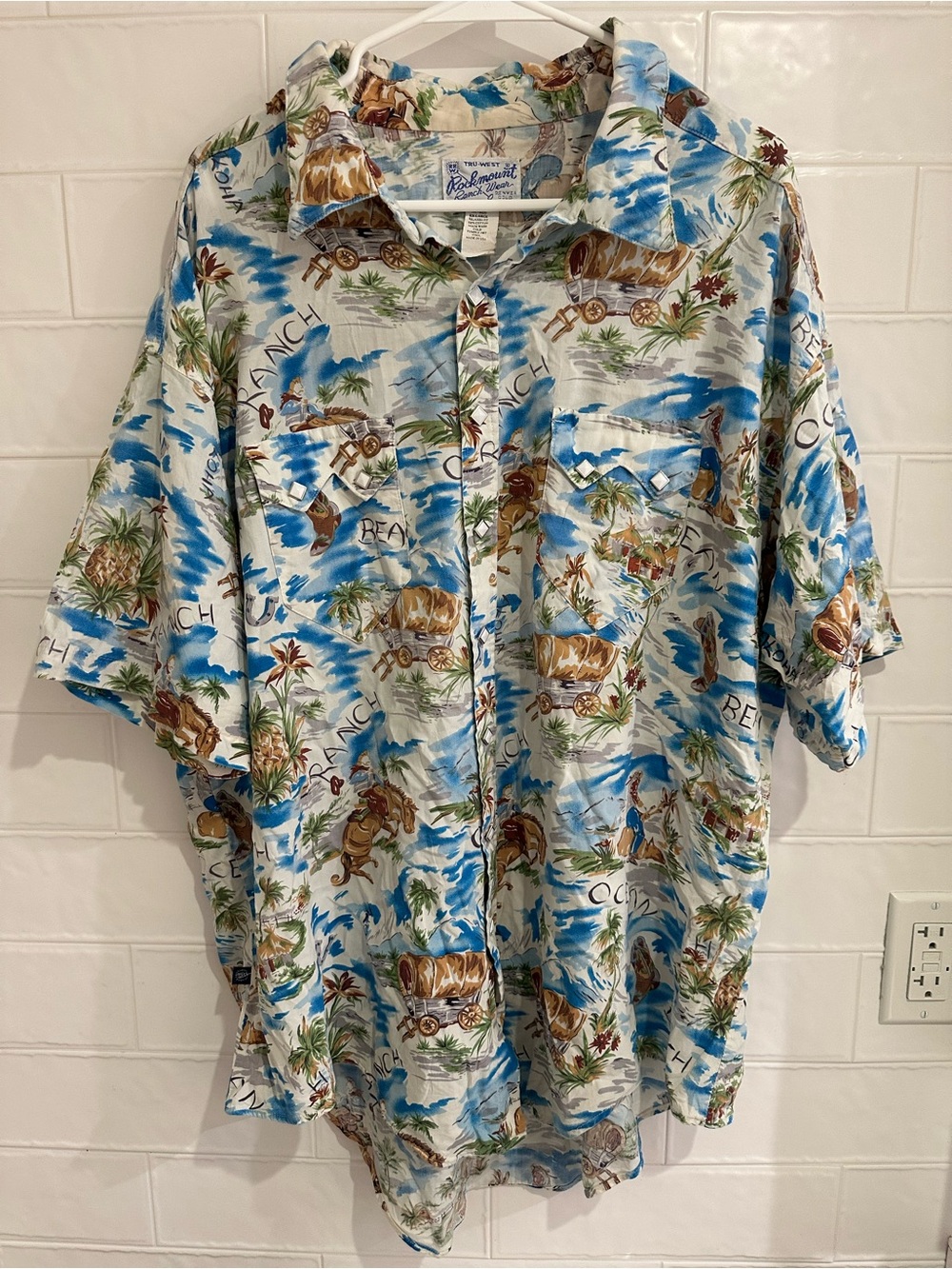VTG Rockmount Ranchwear Pearl Snap Shirt Men’s XXL Cotton Ranch Beach Made USA